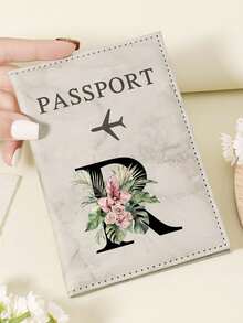 1pc A-Z 26 Letters Fashionable Letter Print Stylish Burgundy Passport Cover, Premium PU Leather Passport Wallet With Multi-Card Pockets For Credit Cards, Boarding Passes, And IDs, Compact And Portable Travel Essentials Organizer For Women, Men - Pink - View 95