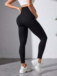 Leggings deportivos de maternidad negros sin costuras - Negro - Ver 6
