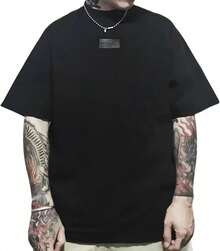 Camiseta estampada para hombre, camiseta de algodón de talla grande para hombre, camiseta cómoda, moderna y casual, adecuada para uso diario. KHIU - Negro - Ver 2
