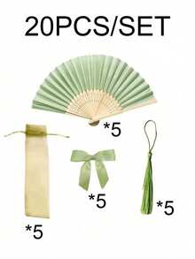 60-1件組，送給她/他的禮物 8/16件綠色婚禮伴手禮扇子組，女性手持摺疊扇附綠色蝴蝶結、流蘇、禮物袋，DIY裝飾女性禮物，婚禮派對裝飾。適用於新娘派對伴手禮、回禮、婚宴禮物 - 多色 - 查看 15