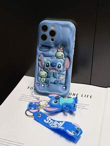 Disney Lilo And Stitch Phone Case : 3D Fluffy Pattern Border Protector Phone Soft Phone Case With A Free Cute Stitch Bracelet Chain Lanyard, Stitch, Lilo, Angel, For Apple 17 Promax 17 Pro 16 15 14 13 12 11 Pro Max XS Max X XR Soft Cover Summer Phone Case - 白色 - 查看 5