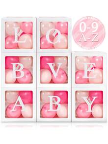 Transparent Balloon Box With Letters, Suitable For Baby Shower, 0-9, A-Z Transparent Balloon Box For Gender Reveal, Birthday, Bride Wedding Decoration (White) - Multicolor - View 3