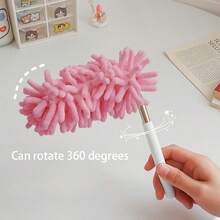 1 pieza Cepillo mini para quitar el polvo del coche, herramienta de limpieza retráctil y flexible de microfibra, adecuada para la limpieza del hogar y el interior del coche, material de fibra de poliéster - 1 cepillo rosa para polvo - Ver 9