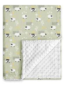 30in X 40in Unisex Newborn Super Soft & Warm Blanket, Front In Cotton Fleece, Back In Dotted Fleece - Little Sheep-gD005 - View 9