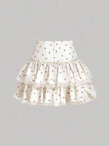 MOD Falda midi con volantes de doble capa con tirantes, falda blanca, falda de verano - Albaricoque - Ver 3