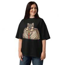1 Piece, Vintage-Style Top With A Luxury Bag Print And Adorable Puppy, Urban-Style Pattern, Couple's Clothing, Sizes S-3XL, Unisex, Urban Fashion, Summer Casual, Elegant Style For Women, Cotton Crew Neck T-Shirt For Everyday Wear. | Perfect Holiday Gift | 100% Cotton Fabric | Soft And Comfortable | Crew Neck T-Shirt | - 黑色 - 查看 8