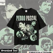 Oversized Vintage Pedro Pascal T-Shirt, Retro Pedro Pascal Fan T-Shirt, Pedro Pascal T-Shirt, Gift For Pedro Pascal Fans, Retro Pedro T-Shirt, Tribute T-Shirt To The Actor, Fashion. - 黑色 - 查看 3
