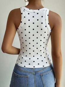 Camiseta de tirantes elegante de unicolor y ajuste ceñido, adecuada para otoño e invierno - Blanco - Ver 2