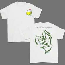Golf T-Shirt With Map Of The Augusta National Course, For Men And Women, Unisex Vintage Cotton Clothing, Breathable Fabric Sports Top, Masters Tournament T-Shirt, Masters T-Shirt. - 白色 - 查看 4