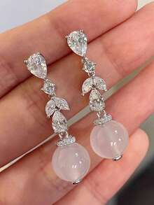 1 Pair Cubic Zirconia Earrings, Suitable For Daily Decoration, Party Jewelry Or Birthday Gift For Teenagers - 1# - View 2