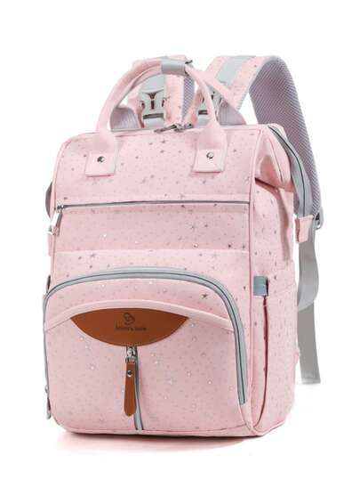 1 Peça Mochila Bolsa de Fraldas - Bolsa de Viagem Essencial para Bebê - Bolsa de Fraldas Multifuncional e À Prova d'Água, Bolsa de Viagem Essencial para Bebê, Bolsa de Fraldas de Grande Capacidade, Bolsa de Fraldas, Alça para Carrinho, Mochila Bolsa de Fraldas de Grande Capacidade Unissex Bolsa de Fraldas Estampa de Estrela