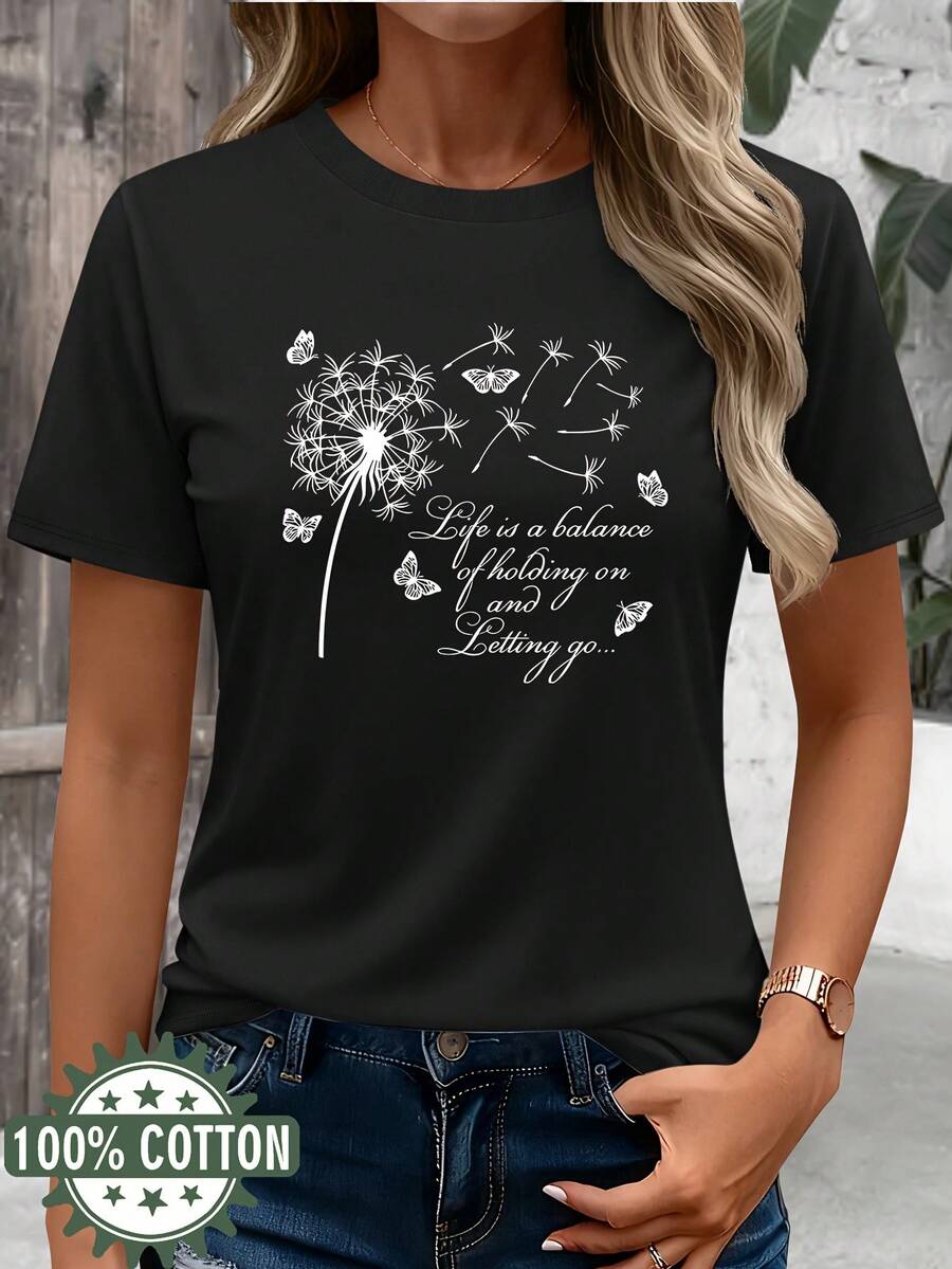 Camiseta de manga corta con estampado animal, 100% algodón, cuello redondo, para primavera/verano, lavable a máquina, económica y adecuada para uso casual en todas las estaciones, camiseta de mujer 97431-Vintage Street Style Unisex Loose Cotton Short Sleeve Crew Neck T-Shirt blusas para mujer. blusas.blusas casuales para dama. - Negro-1 - Ver 1