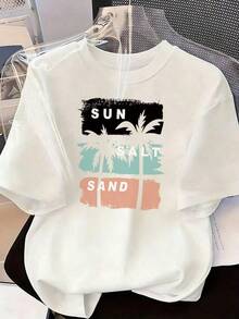 Summer And Beach Style Short Sleeve T-Shirt, Fashionable Short Sleeve T-Shirt For Spring And Summer 2026, Made In Mexico, 180 Grams. Cartoon Print, Couple Design, Suitable For Indoor Or Outdoor Wear. Crew Neck, Unisex, Ideal For Office And Leisure. One-Piece Pack. - WH-P631577SLNDXZGY471 - 查看 2