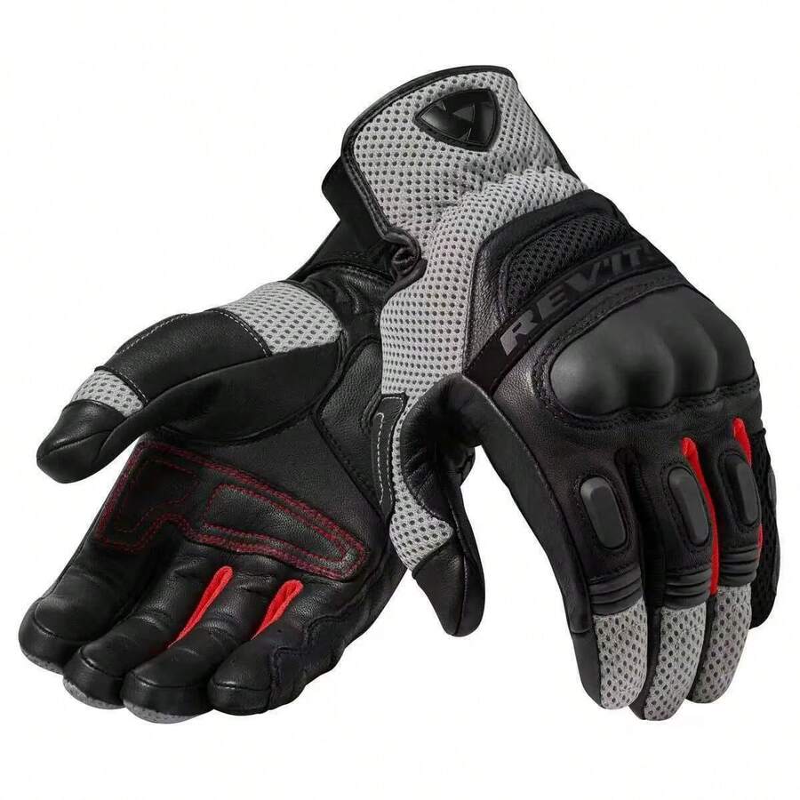 Luvas de Motociclista de Couro Genuíno Revit com Tela Sensível ao Toque de Pele de Carneiro, Luvas de Motociclismo, Luvas Resistentes à Abrasão para Ciclismo ao Ar Livre - Multicolorido - Visão 1