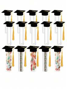24pcs/12pcs/1pc 2026 Graduation Candy Jar Gift Set, Includes Mini Graduation Cap And Candy Box, Suitable For 2026 Adult Graduation Party Guests, DIY Graduation Party Supplies, Graduation Candy Box, Graduation Cap Jar Container DIY Graduation Party Favors - Multicolor - View 1
