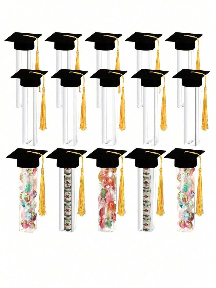 24pcs/12pcs/1pc 2026 Graduation Candy Jar Gift Set, Includes Mini Graduation Cap And Candy Box, Suitable For 2026 Adult Graduation Party Guests, DIY Graduation Party Supplies, Graduation Candy Box, Graduation Cap Jar Container DIY Graduation Party Favors - Multicolor - View 1