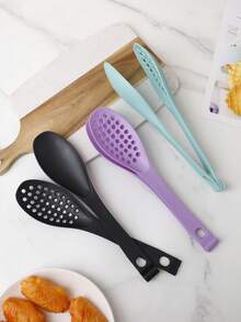 1pc 2-In-1 Plastic Food Tong Strainer, Detachable For Dual Use In Kitchen, Drain Noodles, Grill Steak, Salad, High Heat Resistant, Easy To Clean & Store - Multicolor - View 3