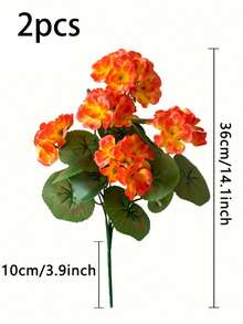 2/4/6 Tiges de Géranium Artificiel - Fleurs Orange d'Automne Réalistes avec Feuilles Vertes, Convient pour la Décoration Intérieure et Extérieure, Parfait pour le Jardin, le Porche, la Terrasse, la Jardinière de Fenêtre et le Pot Suspendu, Décoration de Jardin, Plante sans Entretien, Arbuste Floral Artificiel pour l'Extérieur - Orange brûlé - Voir 13