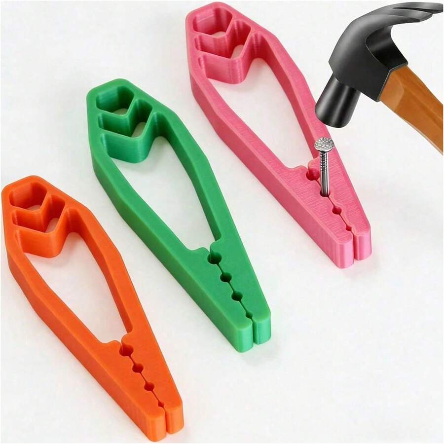 1pc Anti-Slip Plier-Style Nail Holder Tool, Finger Protection, Portable Nail Repair Tool, Suitable For Basic Repair, Woodworking And Home Construction, Plastic Material - Multicolor - View 1