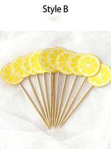 20 piezas de decoraciones de pastel con forma de limón, decoración de pastel con frutas de limón realistas de verano, disponibles en múltiples colores y estilos, adecuado para postres de té de la tarde o bandejas de frutas, perfecto para la decoración de la mesa de fiestas y reuniones - Varios estilos - Ver 2