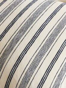 1pc Black Striped Throw Pillow Cover (Pillow Insert Not Included), Modern Stylish Soft Chenille & Faux Linen Blended Dual-Color Striped Comfortable Cushion Cover, Suitable For Home Sofa, Bedroom, Decor, All Seasons - Black - View 3