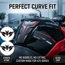 Nuevo modelo de protector de almohadilla del tanque de combustible 3D para CF MOTO 675NK 675SR 675SR-R, textura mate, almohadillas de agarre y tracción del tanque antiarañazos y antideslizantes, calcomanías de protección resistente al desgaste del tanque de combustible, accesorios para la carrocería de la motocicleta para protección de la pintura y control de conducción, calcomanías/decoraciones/modificaciones/accesorios de motocicleta - 675 - Ver 1
