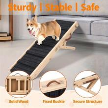 Adjustable Dog Ramp, Portable Folding Pet Ramp, Long Wooden Pet Ramp For Bed With Non-Slip Traction Mat For Small Dogs, Dog Climbing Ladder For Sofa, Bed, Couch,Car - 83*31*6cm - View 4