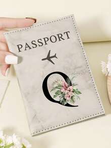 1pc A-Z 26 Letters Fashionable Letter Print Stylish Burgundy Passport Cover, Premium PU Leather Passport Wallet With Multi-Card Pockets For Credit Cards, Boarding Passes, And IDs, Compact And Portable Travel Essentials Organizer For Women, Men - Pink - View 64