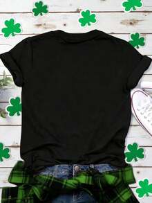 Women's Plus Size Casual Short Sleeve T-Shirt With Round Neck And Heart-Shaped Rhinestones For Valentine's Day - 2 - 查看 2