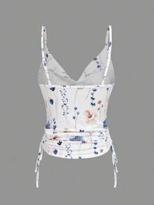 Camiseta sin mangas de estilo hawaiano informal para uso diario y de playa, con estampado floral y escote swing, para el verano, diseño de gráfico, tops para mujer - Blanco - Ver 2
