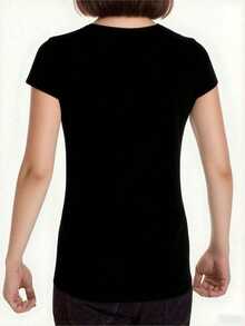 Women's Travel-Style T-Shirt, 100% Breathable And Soft, Wrinkle-Resistant, Crew Neck, Casual And Simple, Suitable For Sports, Fitness, Travel, And Leisure. The Best Gift For Mother's Day And Easter - 黑色 - 查看 2