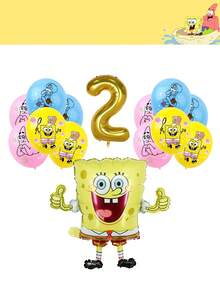 SpongeBob SquarePants Juego de globos para fiesta de cumpleaños y baby shower con temática de Bob Esponja, que incluye globo de lámina, globo dorado con el número 6 y globos de látex con estampados de Patrick y Calamardo, en colores vibrantes amarillo, rosa y azul, para decoraciones festivas, baby showers, reuniones de cumpleaños y eventos temáticos, perfecto para crear una atmósfera lúdica, alegre y memorable para la fiesta. - conjunto decorativo - Ver 13