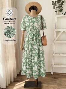 Vestido midi con botones estampados - Multicolor - Ver 3