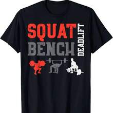 Camiseta de Algodón para Hombre, Diseño Gráfico de Sentadillas, Peso Muerto y Levantamiento de Pesas, Suave, Transpirable, Informal, para Entrenamiento en el Gimnasio, para Hombre y Mujer - forma - Ver 1