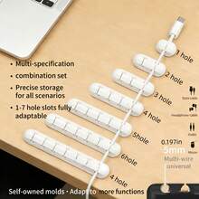 1 buah Pengatur Kabel Silikon 3 Port/5 Port/7 Port, Penahan Kabel Data dan Pelindung Kabel Pengisi Daya - MultiWarna - View 2