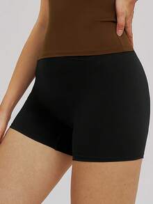 TimeOff 1 pieza Pantalones cortos deportivos de mujer con ajuste ceñido y diseño en V cruzado en la cintura - Negro - Ver 7