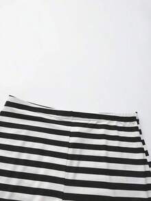 Conjunto de 2 Piezas de Leggings de Encaje en Contraste para Mujer Talla Grande, Verano - Multicolor 2 - Ver 8