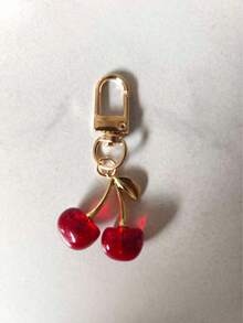 1pc Sweet Girl Red Cherry Plaid Bow Faux Pearl Bag Charm, Heart Shaped Keychain Pendant, Y2K Girly Bag Accessory, 2026 Spring/Summer New Ins Style, Ideal Gift For Girlfriend/Best Friend Accessoires Charms For Bag Teacher Gifts - Red - View 9