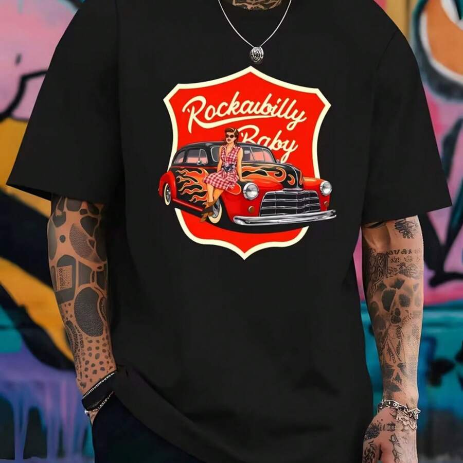 Camiseta impresa para hombres y mujeres - Negro - Ver 1