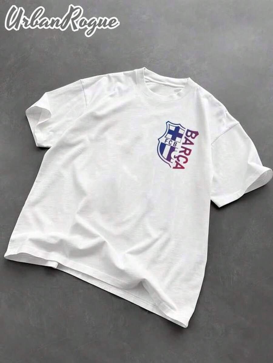 Camiseta para Hombre Casual y Moderna con Estampado de Escudo FC Barcelona | Ropa de Hombre con Estilo Playeras Sudaderas y Camisas Cómodas | Ideal para Uso Diario Trabajo y Salidas | Fácil de combinar muestra tu estilo - Negro - Ver 1