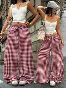 100% Cotton Washed White Trousers, Basic Minimalist Bohemian Style, For Summer Concerts, Outings And The Beach - Bordeaux - View 12