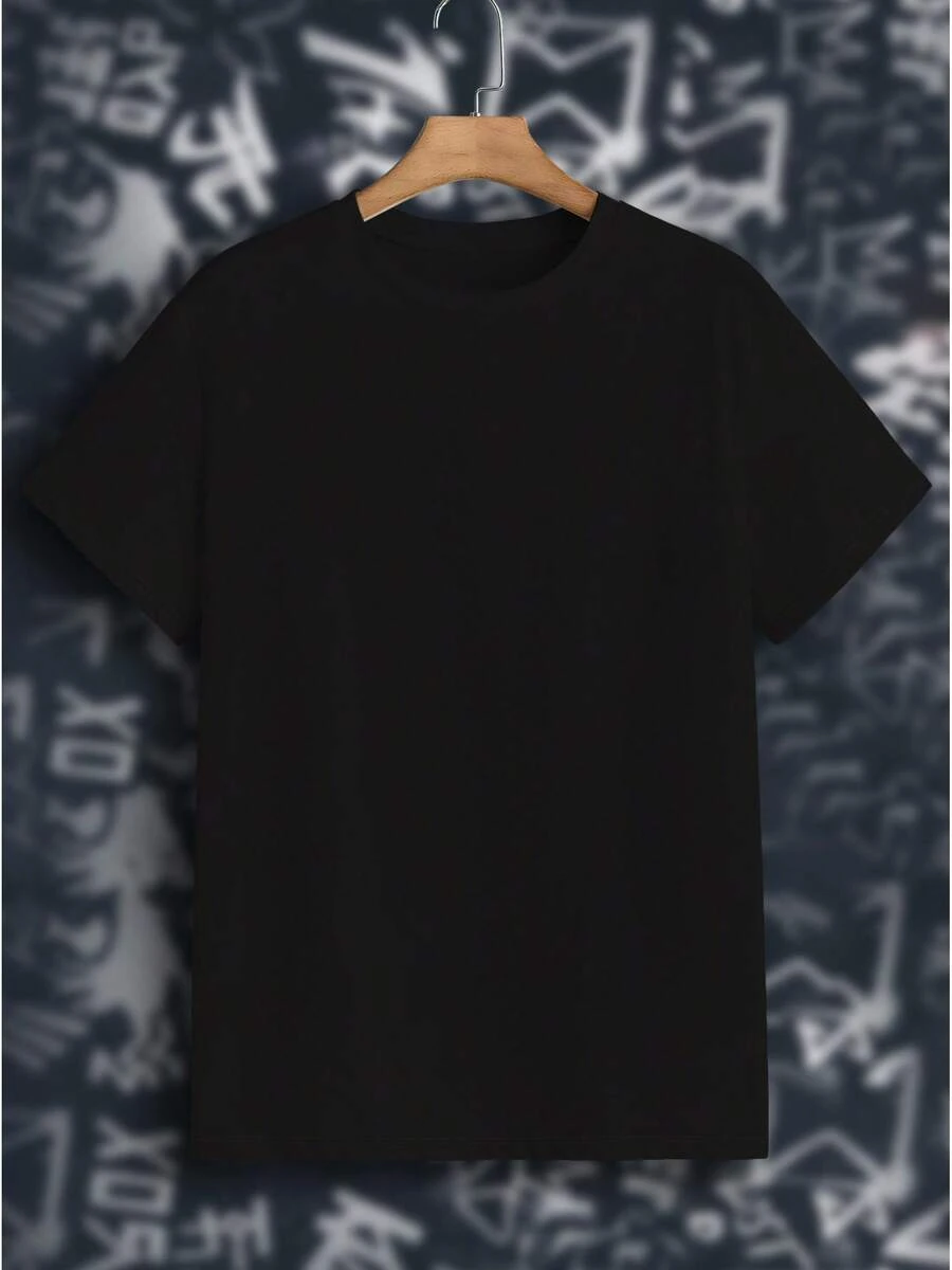 Camiseta Casual de Manga Corta para Mujer - Top Estampado Transpirable de Cuello Redondo para Verano, Diseño con Patrón Blanco y Negro, Esencial para Entrenamiento Físico y Uso Diario, Camiseta Deportiva Ligera, Duradera y de Elasticidad Media, Estampado de Letras BREEZY, Estilo de Vida a la Moda. - Negro - Ver 1