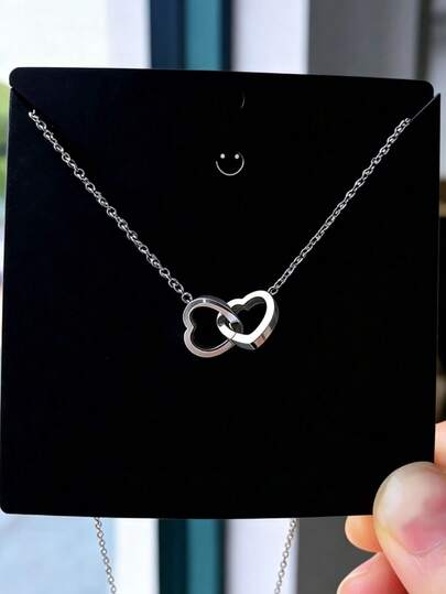 YUNCHUN 1pc Minimalist Titanium Steel Heart Pendant Necklace, Elegant Style, Suitable For Commuting, Holidays, Festivals, Fashion Versatile, Perfect Accessory For Valentine's Day, Mother's Day