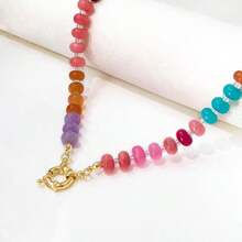 Colorful Beades Gemstone Necklace For Women Boho Beaded Choker Rainbow Colorful Natural Stone Summer Beach Jewelry For Women - Đa năng - Xem 6