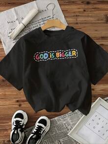 Graphic Print T-Shirt, Short Sleeves And Round Neck For Summer And Spring, Women's Clothing - Black - View 2