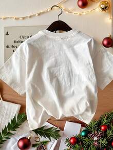 Graphic Print T-Shirt, Short Sleeves And Round Neck, Casual Top For Summer And Spring, Women's Clothing - Putih - View 2