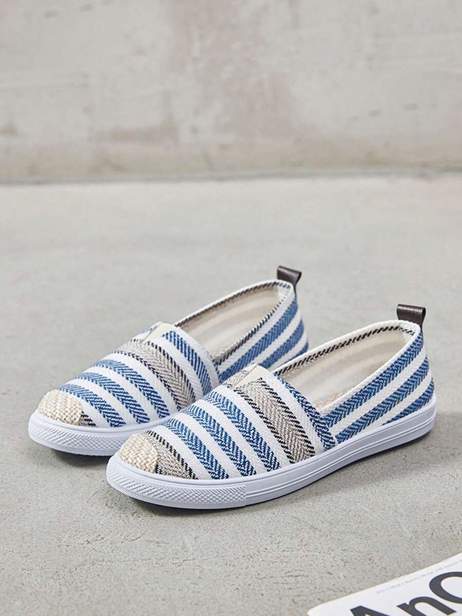 Fashionable Versatile Women's Canvas Shoes, Low-Top, Breathable, Flat Bottom, Comfortable Slip-On, Suitable For Driving, Easy To Put On And Take Off, Linen Material