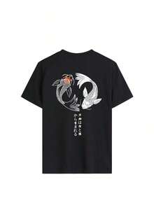 New Fun And Casual Three-Piece Set For Summer, Featuring Prints Of Cars, Tents And Japanese Cherry Blossoms, Short-Sleeved Round Neck T-Shirt, A Modern And Versatile Top For Women. - 黑色 - 查看 2