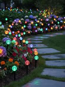 20/30 LED Solar Powered Garden Lights, Solar Crystal Ball Lawn Lamps, Waterproof 8 Lighting Modes Solar Bubble Ground Lights Flashing For Yard, Wedding, Party, Patio, Outdoor Camping Decor (Multi-Color/Warm White/White) - Bubble Ball Ground Light - View 7