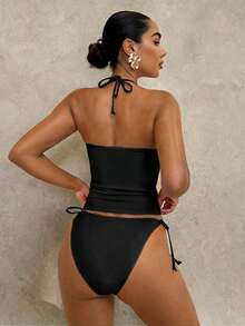 Conjunto de bikini a cuadros de cereza dulce - Negro 2 - Ver 2